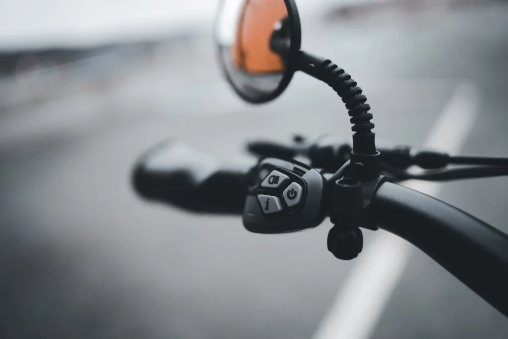 handle of e-bike closeup image