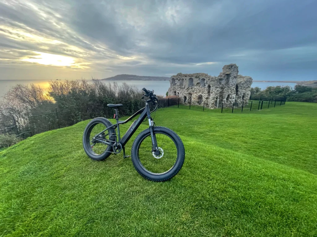 Thunder: black fat tyre electric bike with emovement logo.