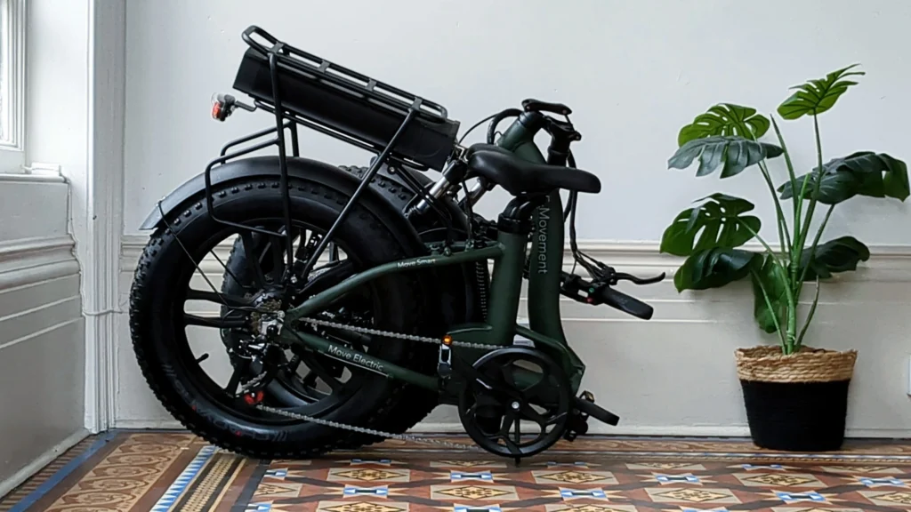 Hunter Extreme in military green folding, step-through frame and fat tyres