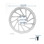 ebike brake disks image with the dimensions of the disk
