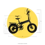 Panther black folding e-bike image showing dimensions.